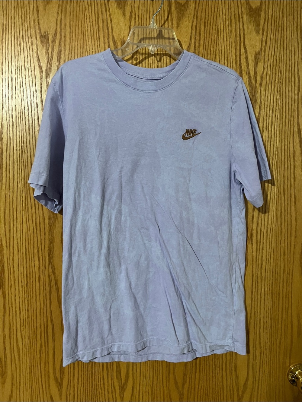 Nike Men's Light Lavender Short Sleeve Crew Tee with Brown Logo mineral wash